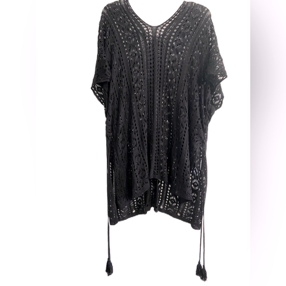 BLACK CROCHET KNIT COVERUP